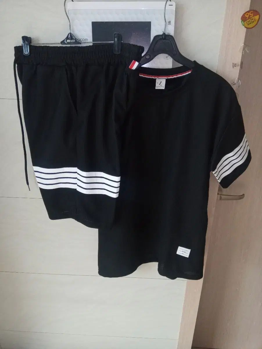 ブラック ストライプ 半袖 セット L 新品