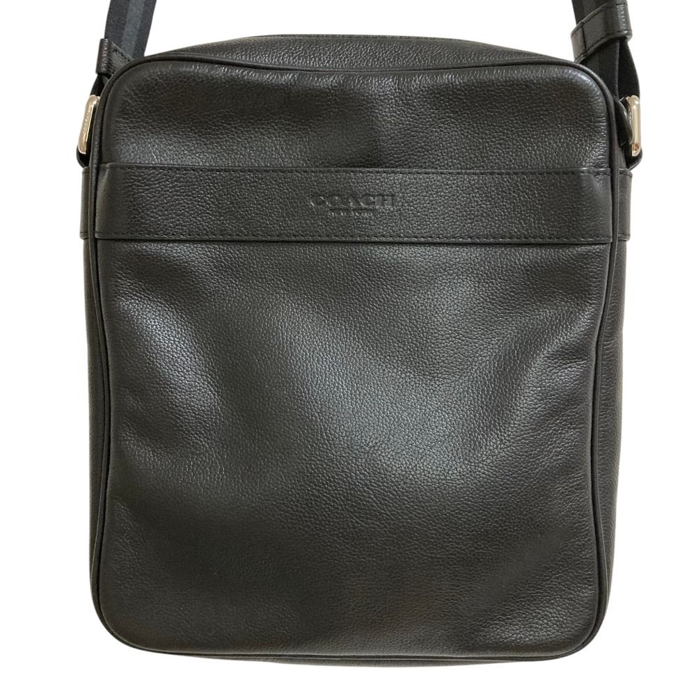 美品 COACH コーチ スムース レザー フライト バッグ ショルダーバッグ F54782 ブラック メンズ レディース 古着 中古 USED