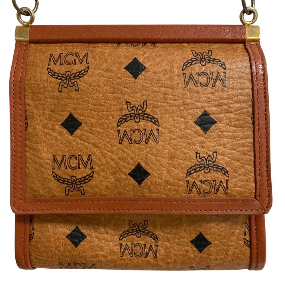 良品 MCM エムシーエム 西ドイツ製 ヴィンテージ ヴィセトス モノグラム ショルダーポーチ バッグ ポシェット ブラウン レディース 古着 中古 USED