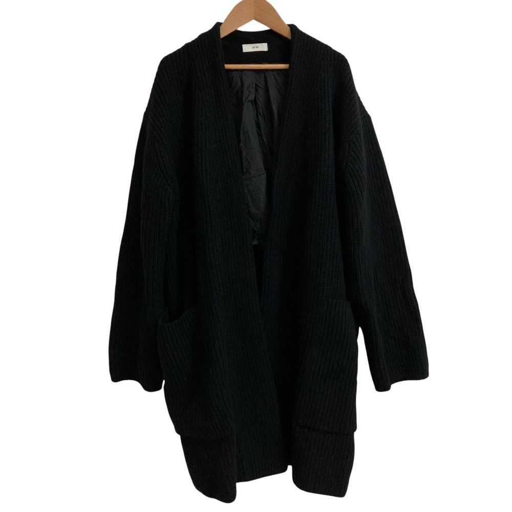美品 ATON エイトン Cashmere wool cardigan ロングカーディガン ニットコート KRAGNW0916 サイズ02 ブラック レディース 古着 中古 USED