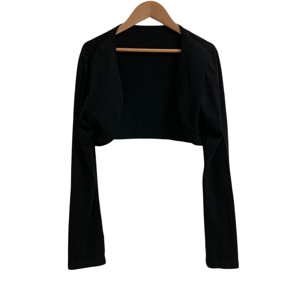 美品 FOXEY フォクシー Bolero クロップドニットカーディガン 39720 サイズ42 ブラック レディース 古着 中古 USED