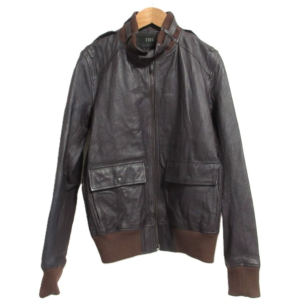 良品 HG HYSTERIC GLAMOUR ヒステリックグラマー レザーフライトジャケット ブルゾン サイズM ブラウン メンズ 古着 中古 USED