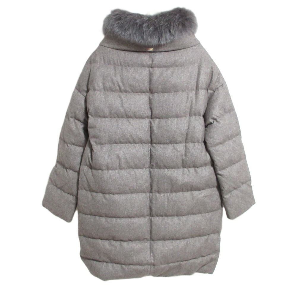 美品 HERNO ヘルノ フォックスファー付き シルクカシミヤ ダウンコート