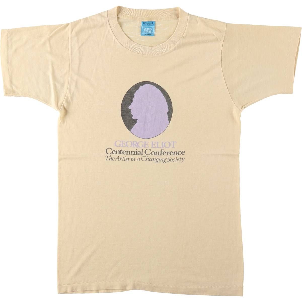 古着 80年代 スクリーンスターズ SCREEN STARS GEORGE ELIOT ジョージエリオット 偉人Tシャツ USA製 レディースS相当/eaa660502