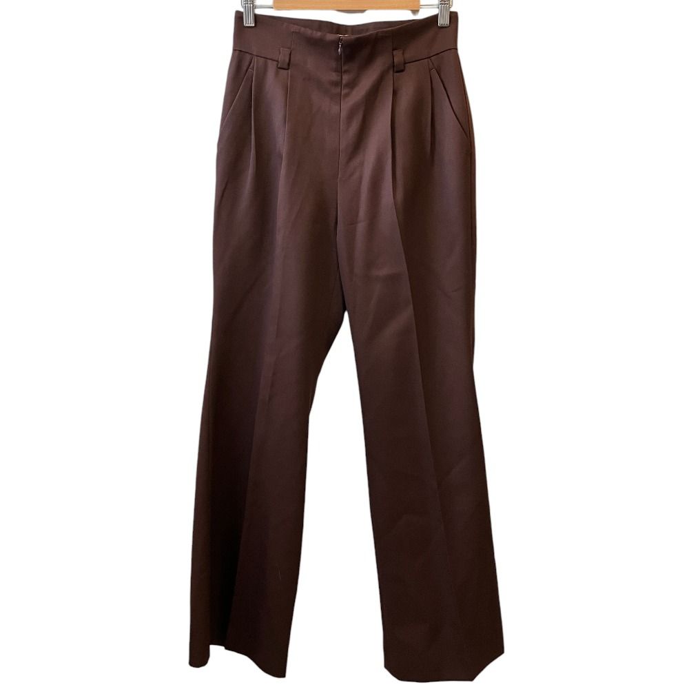 美品 Mame Kurogouchi マメクロゴウチ Wool High Waisted Flared Pants タック フレアパンツ MM20FW-PT062 サイズ2 ブラウン レディース 古着 中古 USED