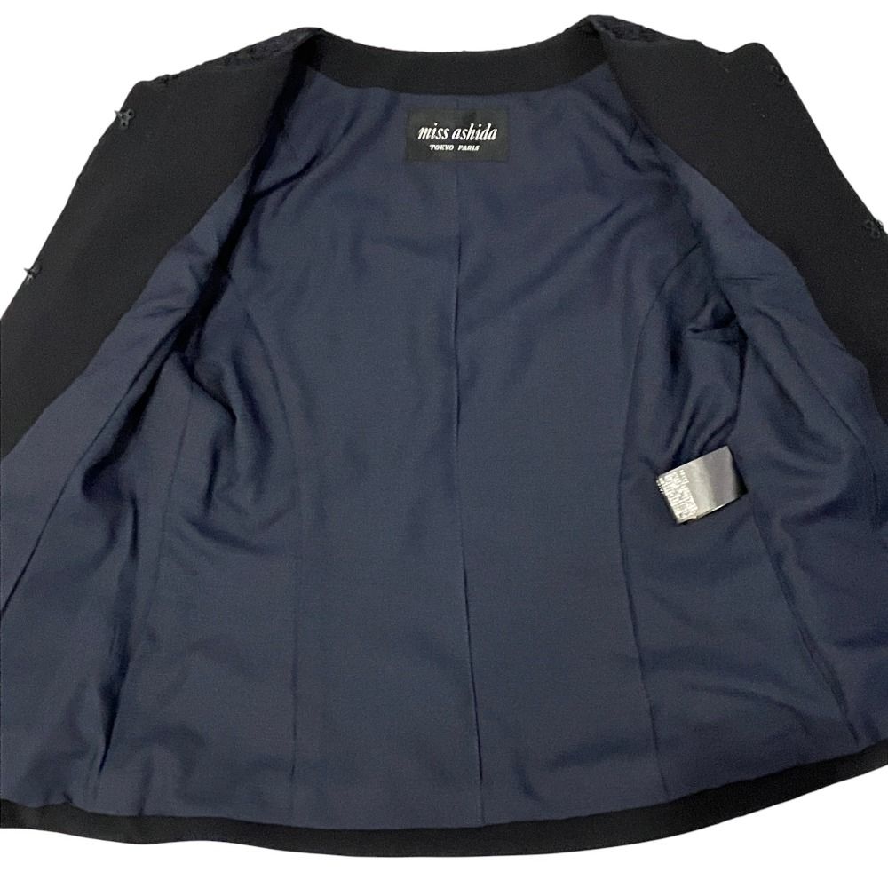 美品 miss ashida ミスアシダ ノーカラー ツイードジャケット CJ9553