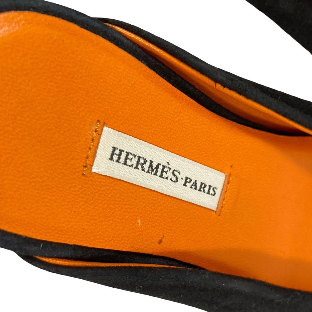 良品 HERMES エルメス スエード ポインテッドトゥ フラットミュール