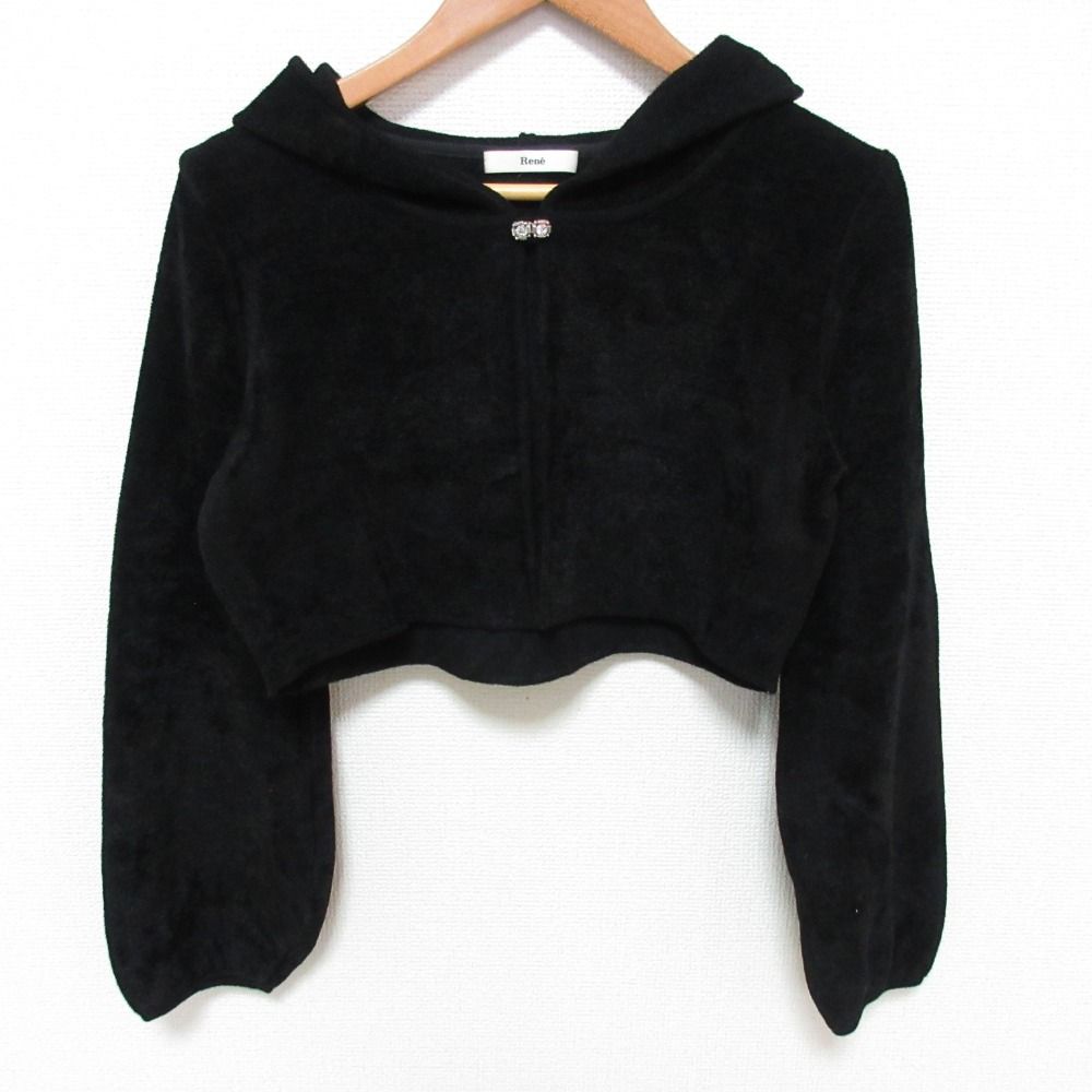 美品 Rene ルネ レーヨンBLEND ショートフーディパーカー 6932570