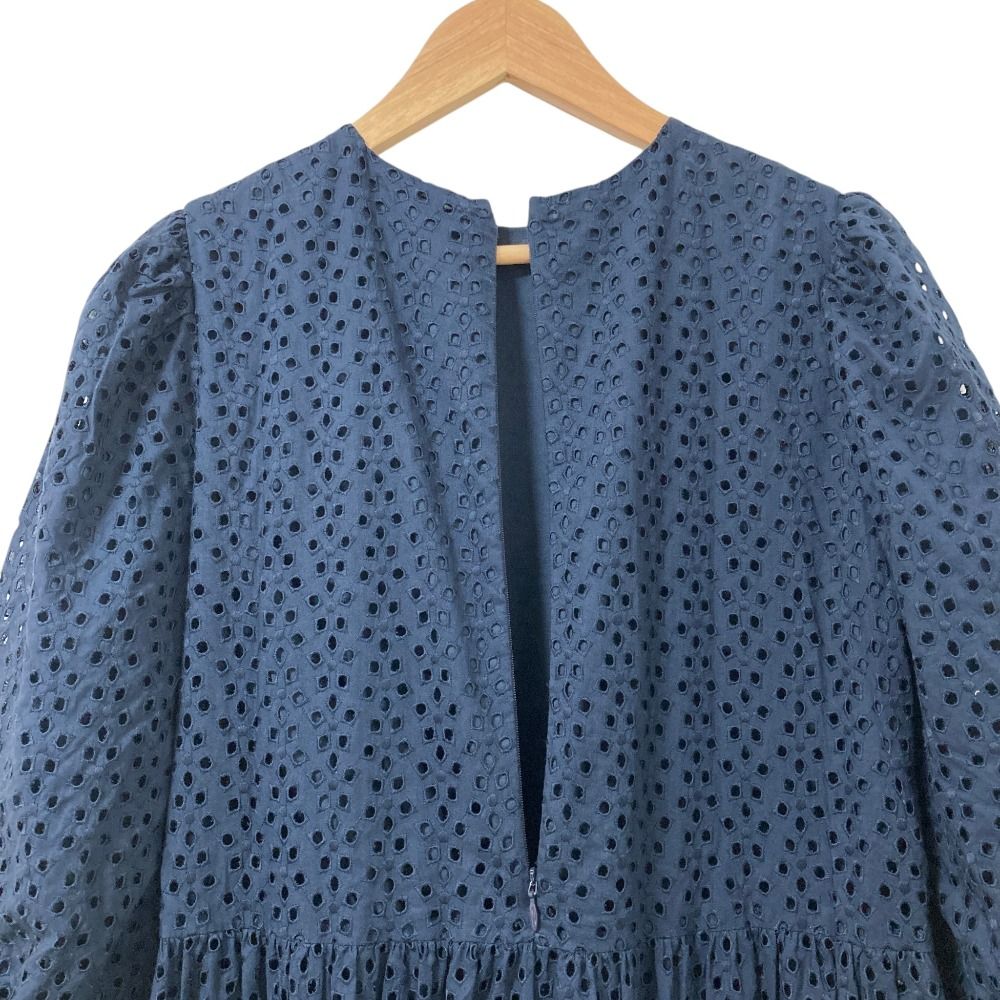ツルバイマリコ カットワークレース ティアードワンピース パフスリーブ ロング丈 良品 ツルバイマリコオイカワ パフスリーブ カットワークレース
