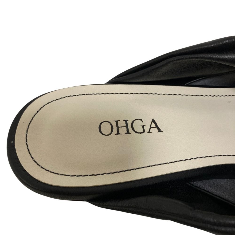 未使用 OHGA オオガ オーガ LEATHER RIBBON MULE ポインテッドトゥ