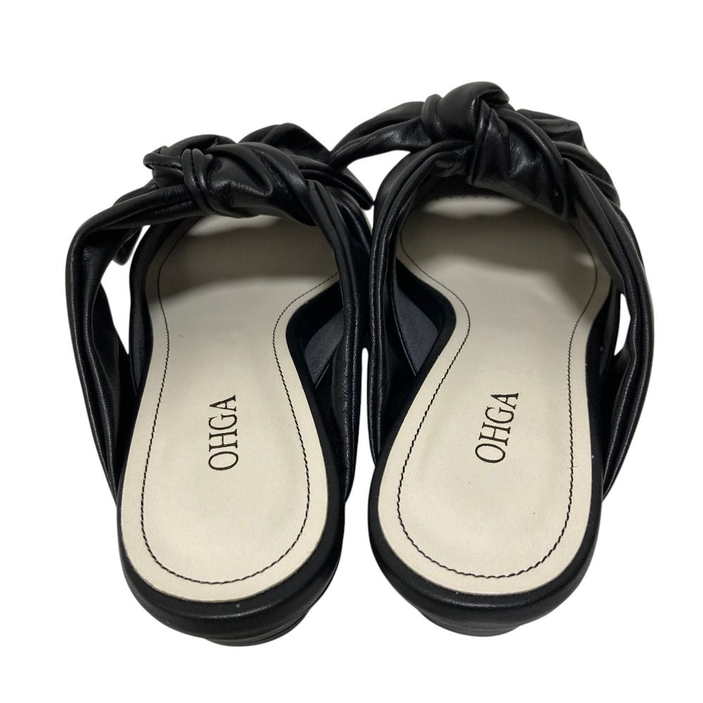 未使用 OHGA オオガ オーガ LEATHER RIBBON MULE ポインテッドトゥ