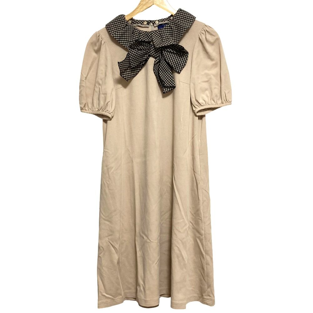 【タグ付き】M'S GRACY 膝丈ワンピース　ギンガムチェック　リボン 美品 24SS M'S GRACY エムズグレイシー ギンガムチェックリボン