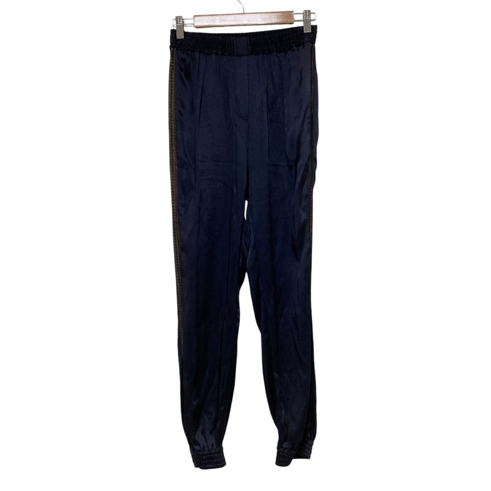 LANVIN - LANVIN ランバン スウェット S 紺 【古着】【中古】 良品 LANVIN ランバン レース サテン ロングジョグパンツ 36 ネイビー