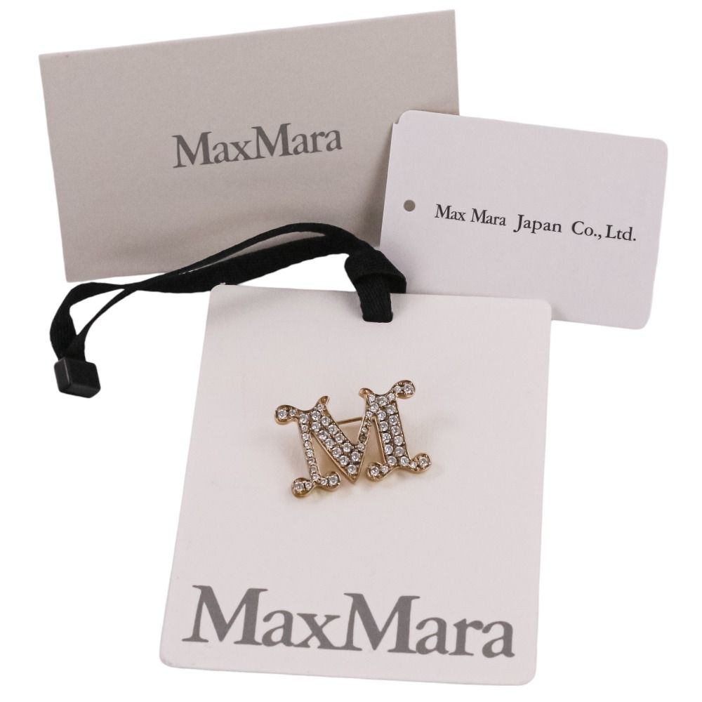 美品 26SS MAX MARA マックスマーラ クリスタル ロゴ ブローチ メタル