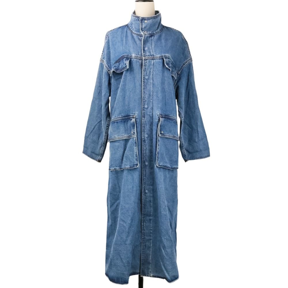 美品 AMERI アメリ DENIM WORK LONG COAT デニム スタンドカラーコート