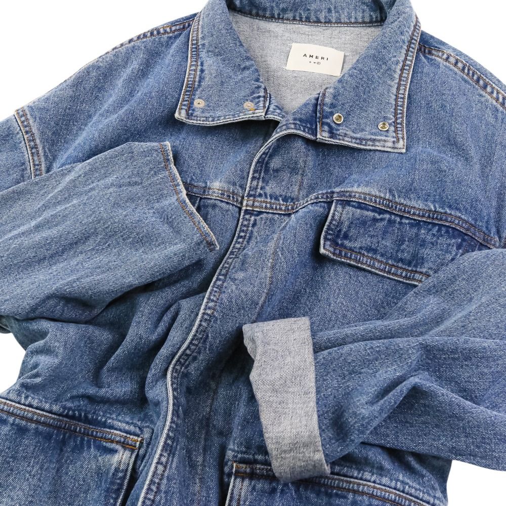 美品 AMERI アメリ DENIM WORK LONG COAT デニム スタンドカラーコート