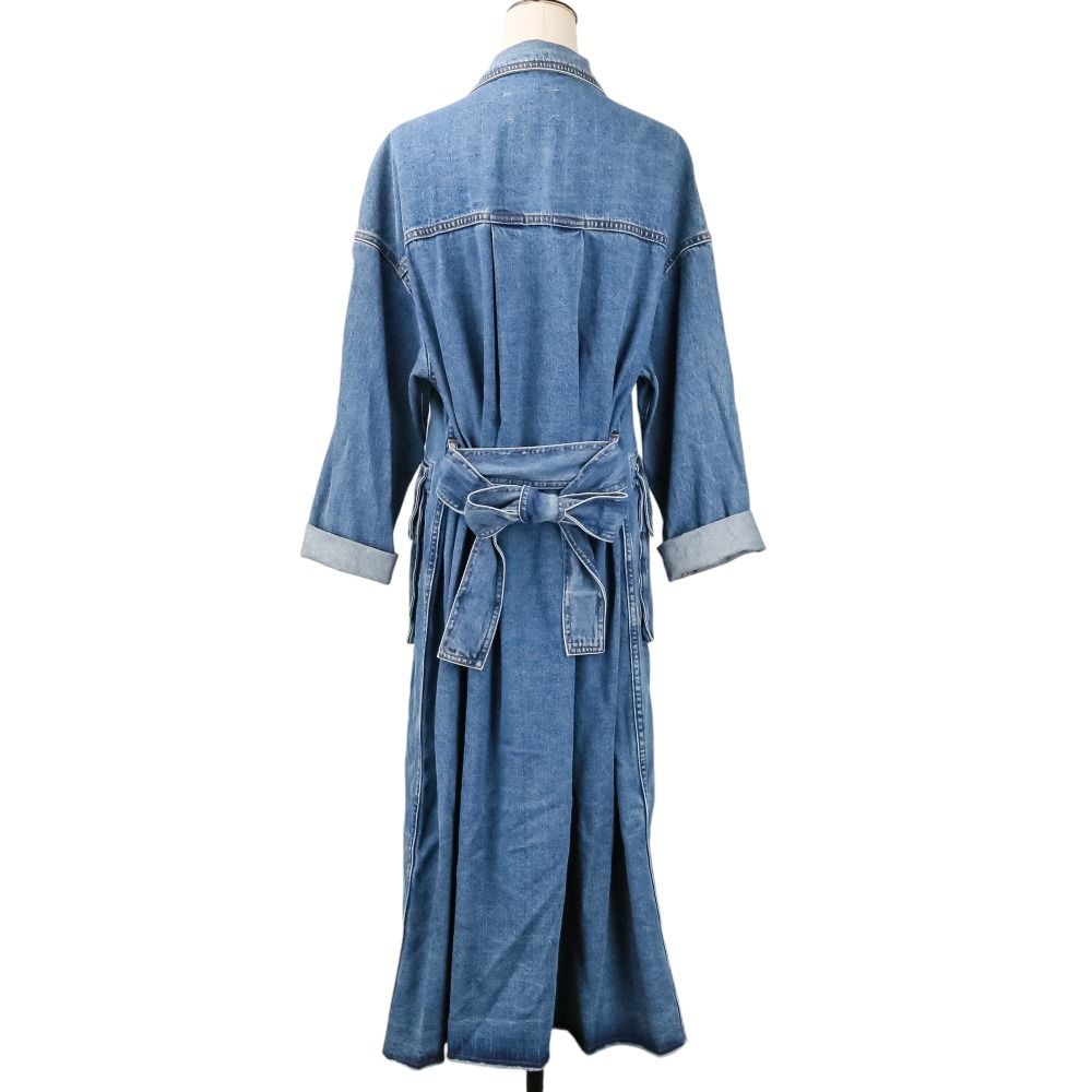美品 AMERI アメリ DENIM WORK LONG COAT デニム スタンドカラーコート