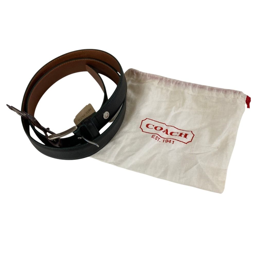 未使用 COACH コーチ レザーベルト 95cm 38inch ブラック メンズ 古着