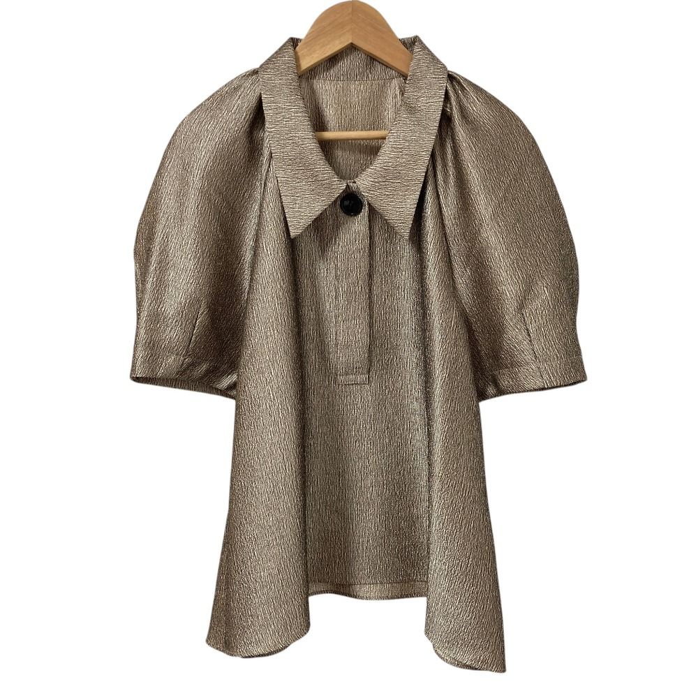 ★新品タグ付き★ MACHATT メタリックパフブラウス　ゴールド 未使用 24SS MACHATT マチャット メタリックパフスリーブブラウス