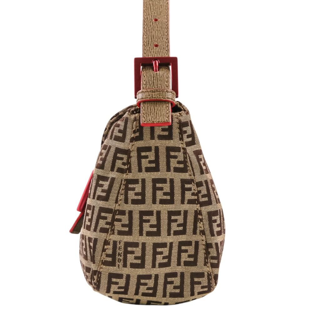 FENDIズッキーノマンマバケットコーティングキャンバス ブラウン ハンドバッグ 良品 FENDI フェンディ ズッキーノ キャンバス マンマバケット