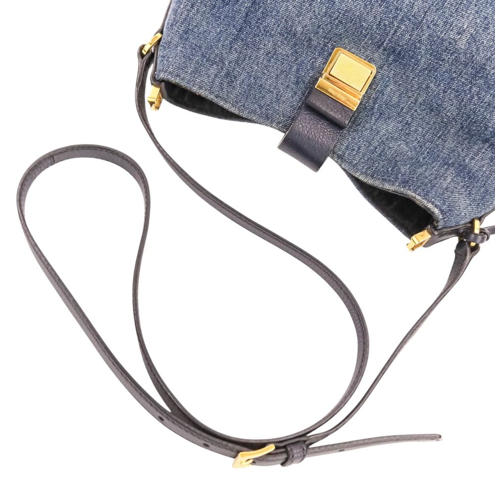 miumiu デニム マテラッセ 2WAYショルダーバッグ マドラス レザー 良品 MIU MIU ミュウミュウ マドラス レザー × デニム 2way ショルダー