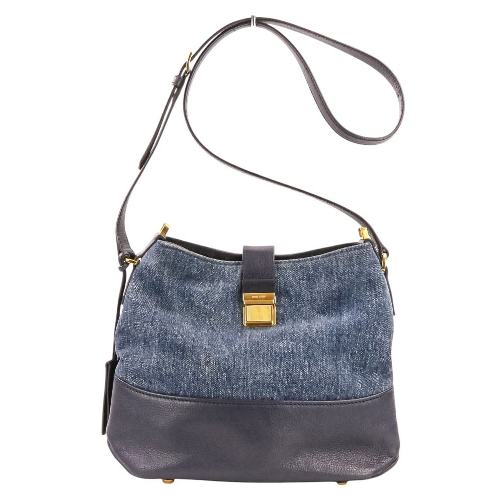 miumiu デニム マテラッセ 2WAYショルダーバッグ マドラス レザー 良品 MIU MIU ミュウミュウ マドラス レザー × デニム 2way ショルダー