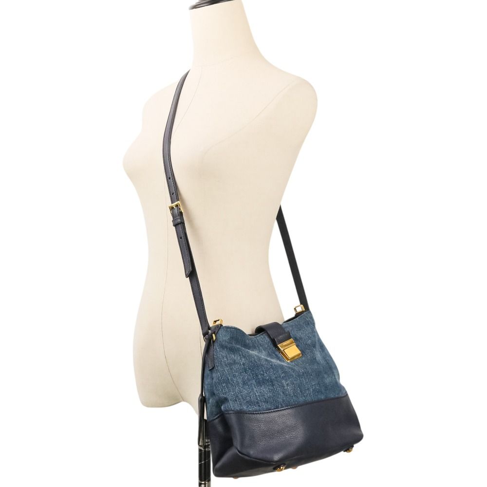 良品 MIU MIU ミュウミュウ マドラス レザー × デニム 2way ショルダー