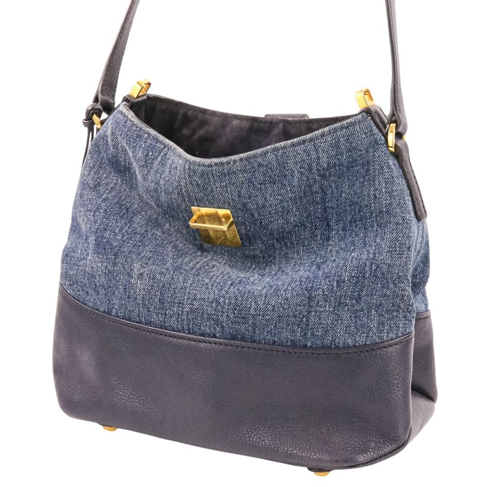 良品 MIU MIU ミュウミュウ マドラス レザー × デニム 2way ショルダー