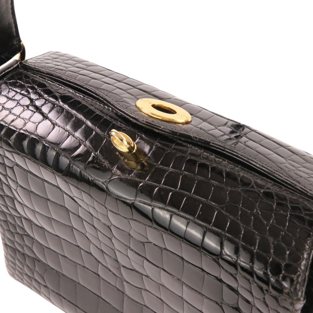 良品 GUCCI グッチ ヴィンテージ クロコダイルレザー ハンドバッグ 000