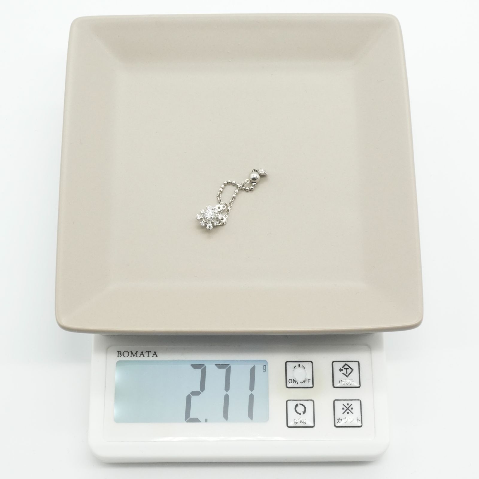 美品 アベリ チェーン リング フラワー ダイヤ 0.38ct /26-1199