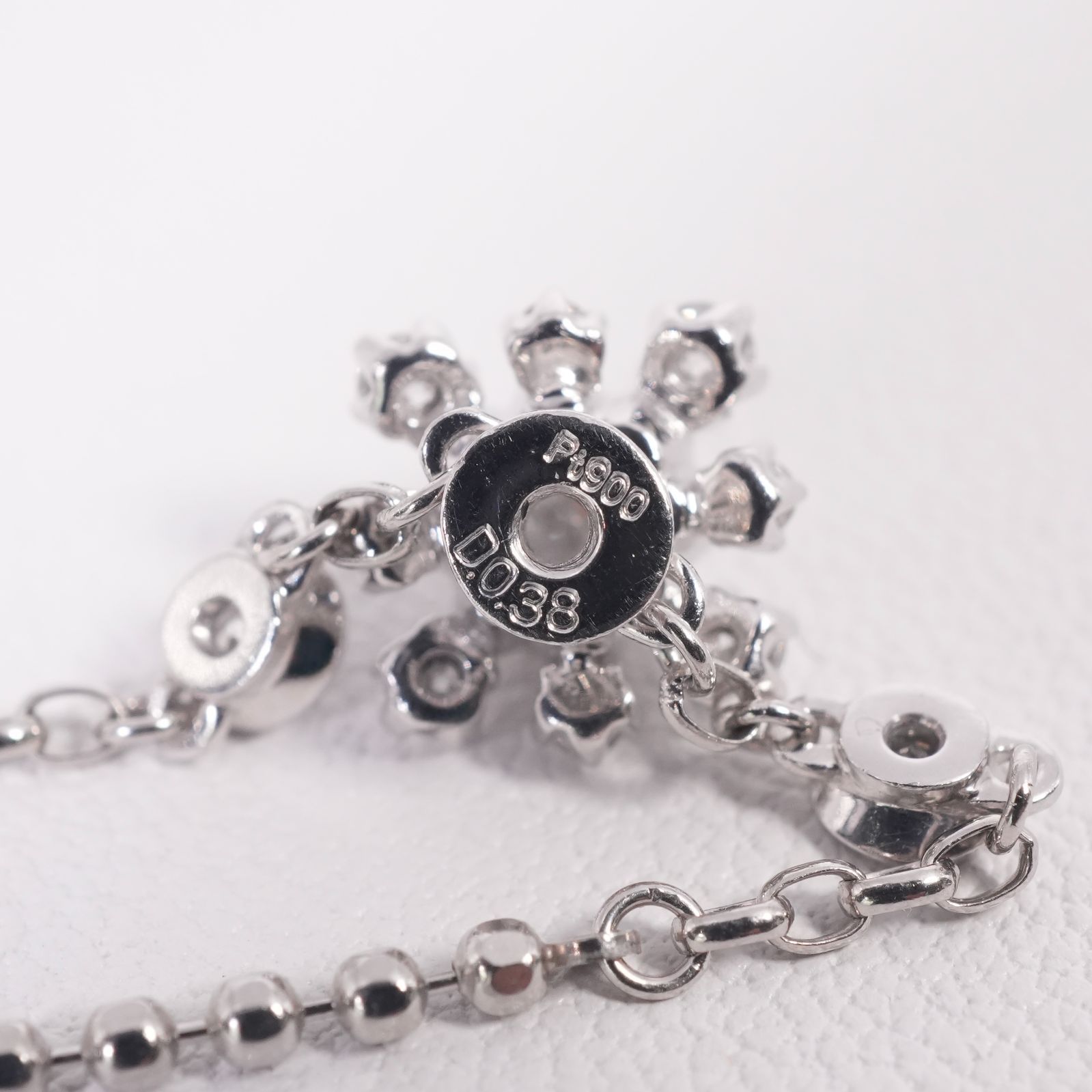 美品 アベリ チェーン リング フラワー ダイヤ 0.38ct /26-1199