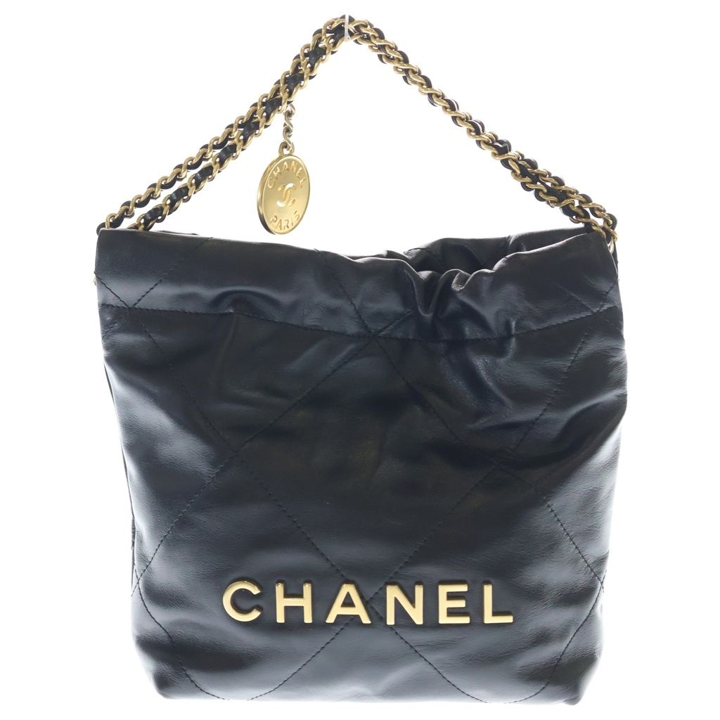 CHANEL (シャネル) シャネル22 ミニ ショルダーバッグ チェーンバッグ ブラック カーフレザー AS3980 ゴールド金具