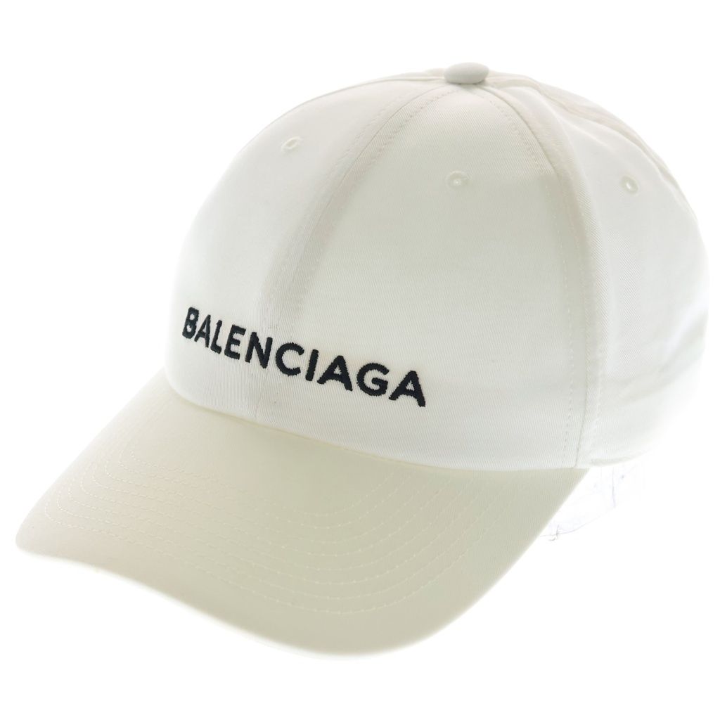 BALENCIAGA (バレンシアガ) ロゴ 刺繍ベースボールキャップ ホワイト コットン 452245