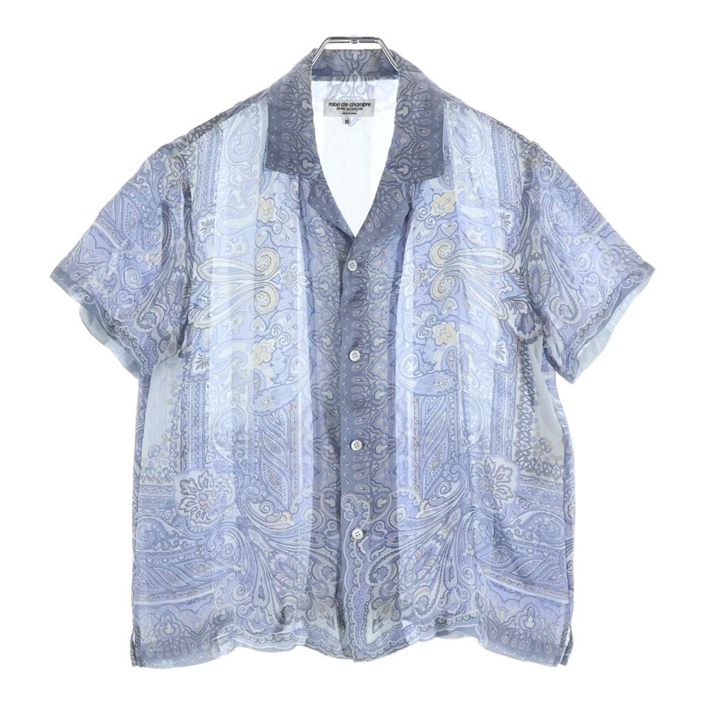 robe de chambre COMME des GARCONS (ローブドシャンブル コムデギャルソン) ペイズリー 総柄 オープンカラー 半袖シャツ ブルー レディース RB-10013M AD1998 10,217円