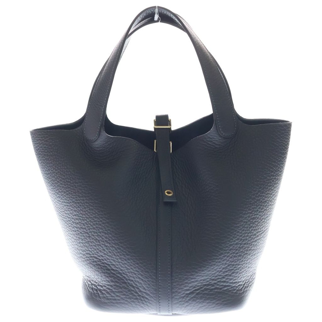 HERMES (エルメス) ピコタンロックMM キャバン トリヨンクレマンス レザー ハンドバッグ ゴールド金具 グレー K刻印