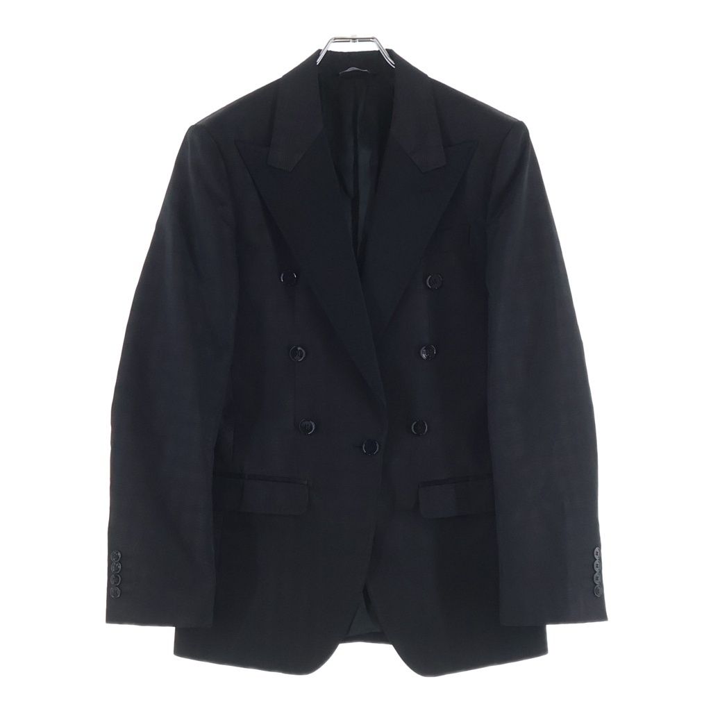DOLCE & GABBANA ドルチェアンドガッバーナ チェック柄ダブルブレステッド切り替えジャケット ブラック ポリエステル #44 DOLCE & GABBANA (ドルチェアンドガッバーナ) チェック柄ダブルブレス