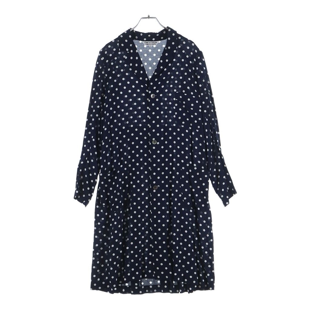 COMME des GARCONS COMME des GARCONS (コムデギャルソンコムデギャルソン) 14SS ポルカドット 総柄 レーヨン 長袖 ロングシャツ ワンピース ネイビー レディース RM-O020 AD2013