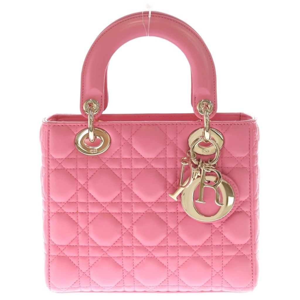 Christian Dior (クリスチャンディオール) マイレディディオール カナージュ スモール 2WAYハンドバッグ ショルダーバッグ ピンク レザー ゴールド金具