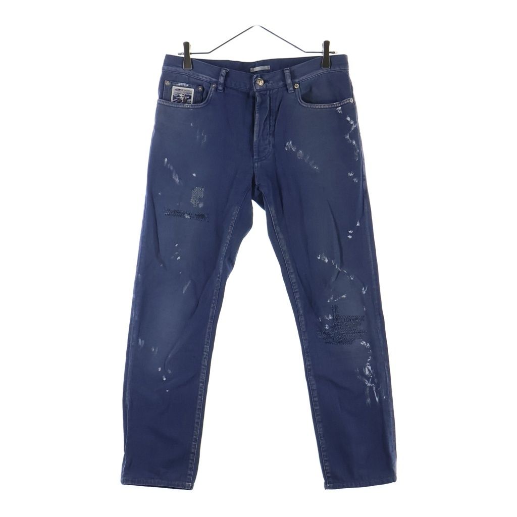 DIOR (ディオール) 19AW ×Raymond Pettibon レイモンド ペティボン ペンキ加工 スリムフィット デニムパンツ ネイビー 943D000B205X