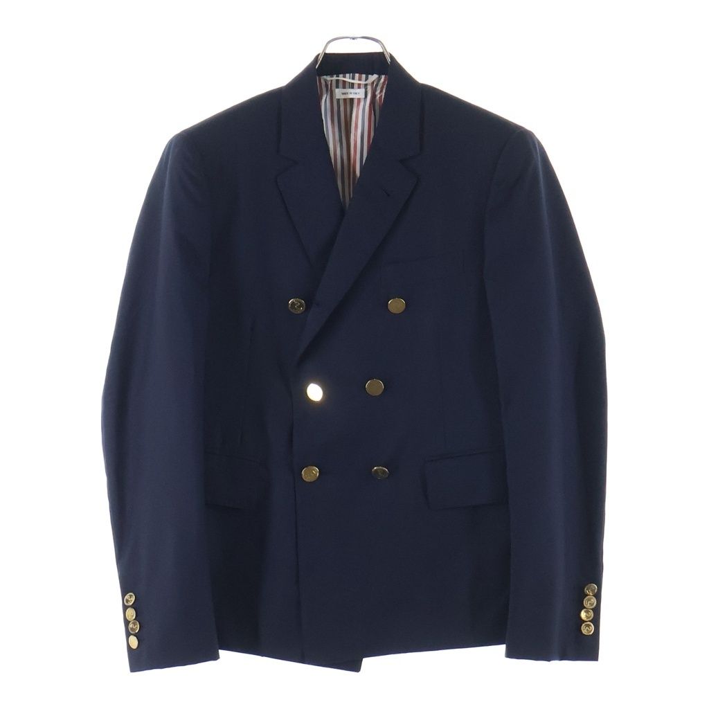 THOM BROWNE トムブラウン Double Breasted Blazer ウール 裏地キュプラ ダブル金釦テーラード ジャケット ネイビー MJC161A-00889415 THOM BROWNE (トムブラウン) Double Breasted Blazer ウール 裏地