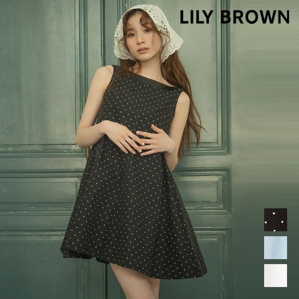 【即納】 【新作10%OFF】 リリーブラウン LILY BROWN ワンピース 26春夏 フレアシャツミニワンピース ミニ丈 ドット lwfo264058