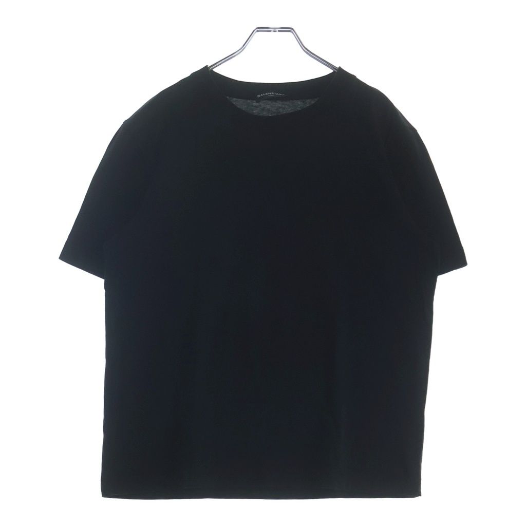 BALENCIAGA (バレンシアガ) バックロゴ クルーネックTシャツ コットン ブラック #M 496053