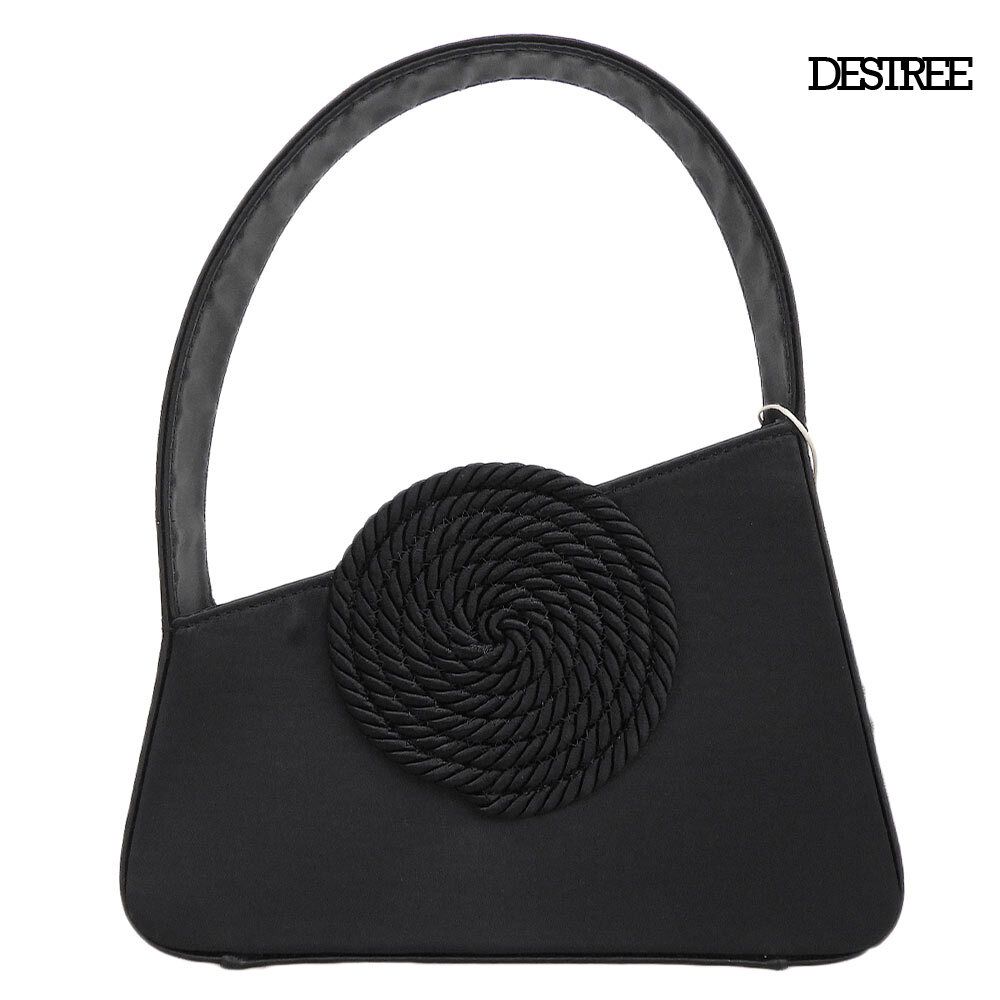 超美品 デストレー DESTREE ALBERT SMALL PASSEMENTERIE サテン ハンドバッグ 黒 ブラック 袋付き 定価113300円 レディース