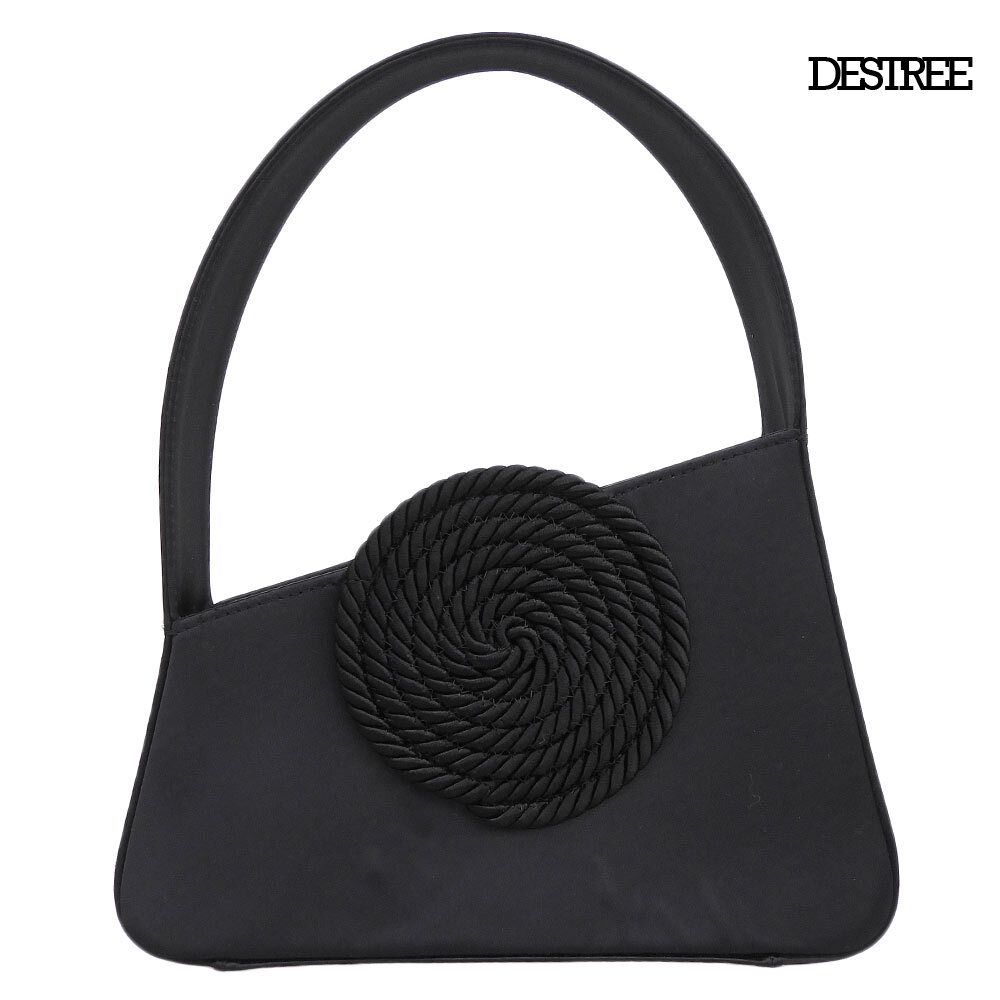 超美品 デストレー DESTREE ALBERT SMALL PASSEMENTERIE サテン ハンドバッグ 黒 ブラック 定価113300円 袋付き レディース ほぼ未使用