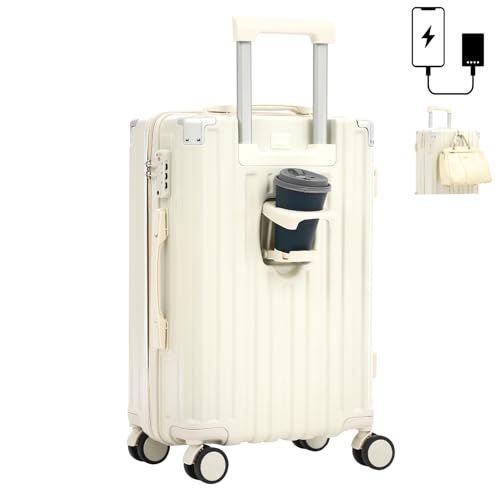 [JOYME] 【国内メーカー】 スーツケース USBポート付き(機内持込 / 1-4泊) 様々な機能で快適な旅行をサポート (カップホルダー付き/フック機能/TSAロック/収納力◎ / 軽量/静音) 国内線 国際線 キャリーケース キャリーバッグ (ミルmt