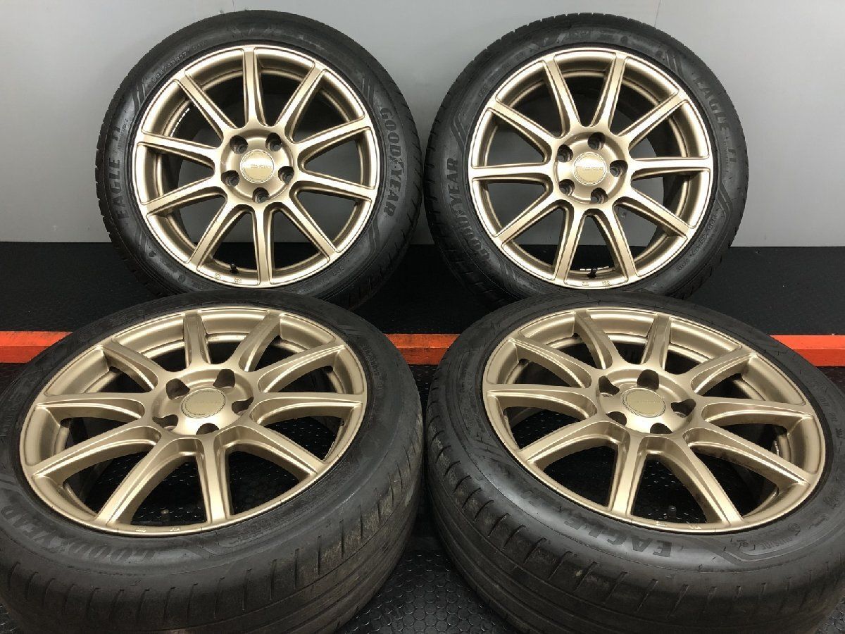 【GOODYEAR EAGLE F1 225/45R17】夏タイヤ【ECO FORME CRS131 17インチ 7.5J5HPCD112+52】23年 バリ溝 ゴールド VW/ゴルフ等　(STL164)