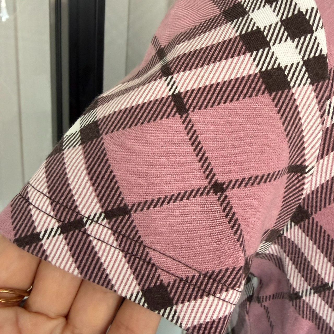 BURBERRY BLUE LABEL ノバチェック 半袖 Tシャツ ピンク 38 ホース刺繍 