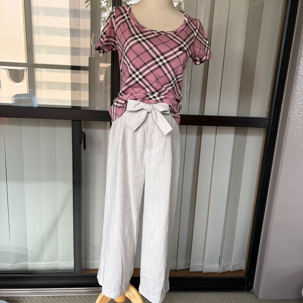 BURBERRY BLUE LABEL ノバチェック 半袖 Tシャツ ピンク 38 ホース刺繍 