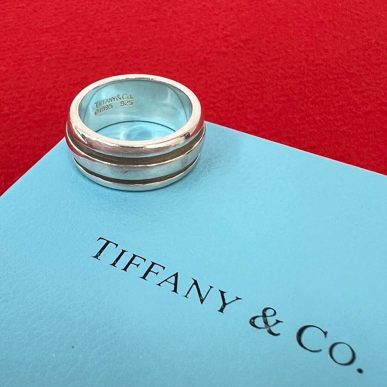 極 美品 TIFFANY&Co. ティファニー グルーブド ダブルライン リング