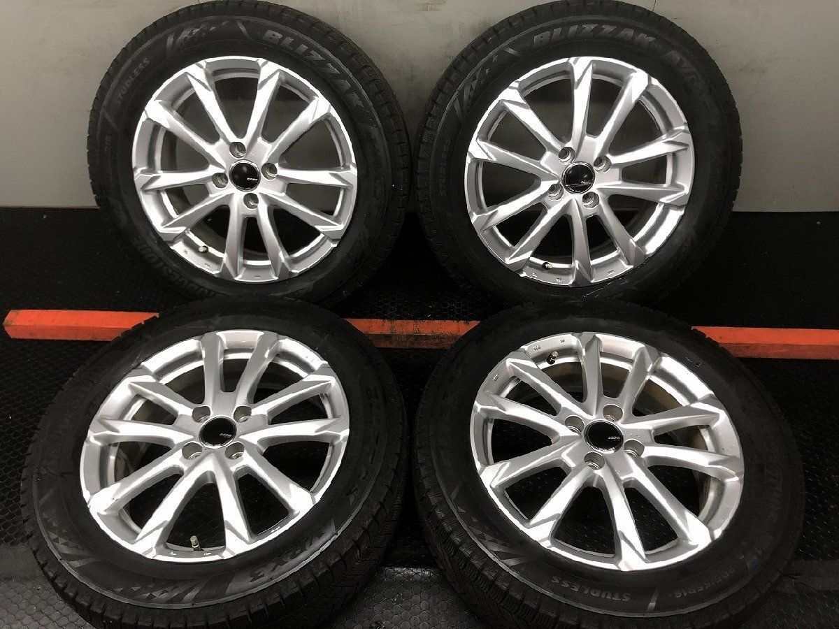 【BS BLIZZAK VRX3 205/55R16】スタッドレス【ZACK JP-325 ザック 16インチ 6J4HPCD100+40】22年製 E13ノート オーラ等　(STB157)